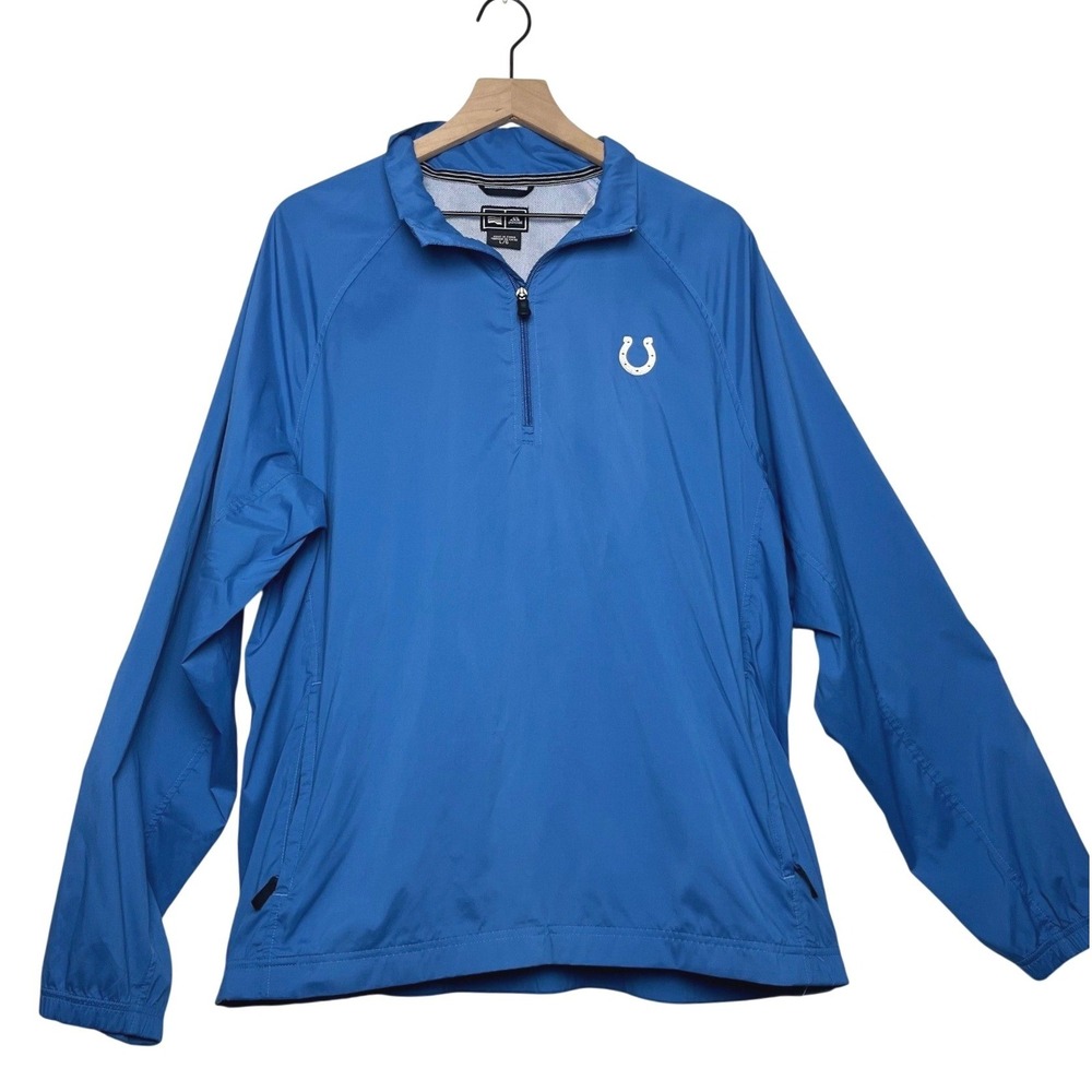 Adidas Indianapolis Colts Pullover Windbreaker Jacket Quarter Zip Blue L/G